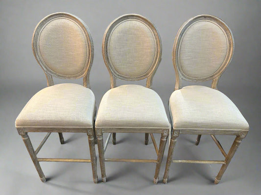 Beige Farmhouse-Style Barstool Set
