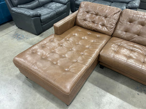 Brown Leather MCM Chaise Sectional