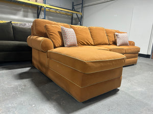 Contemporary Burnt Orange Chaise Sectional