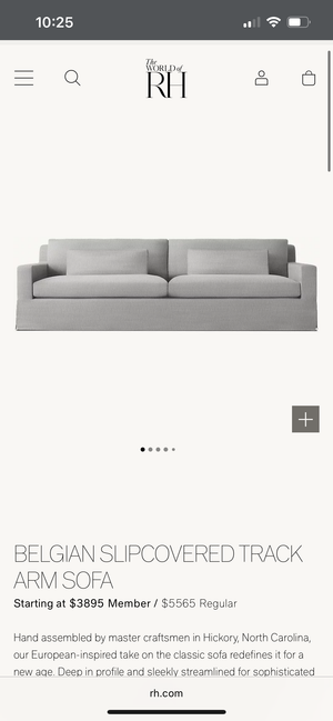 Restoration Hardware Belgian Collection Slipcovered Sofa