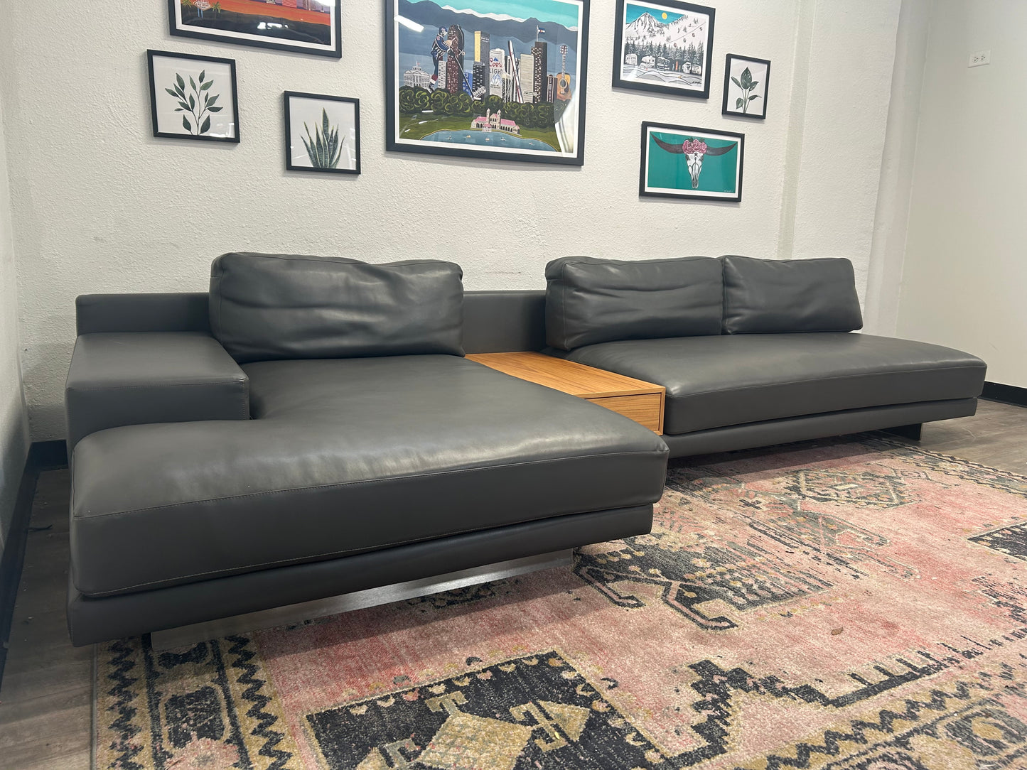 Rove Concepts Dark Gray Leather Dresden Sectional