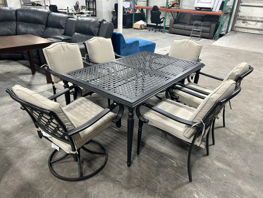 7-Pc Outdoor Metal Patio Table & Chair Set