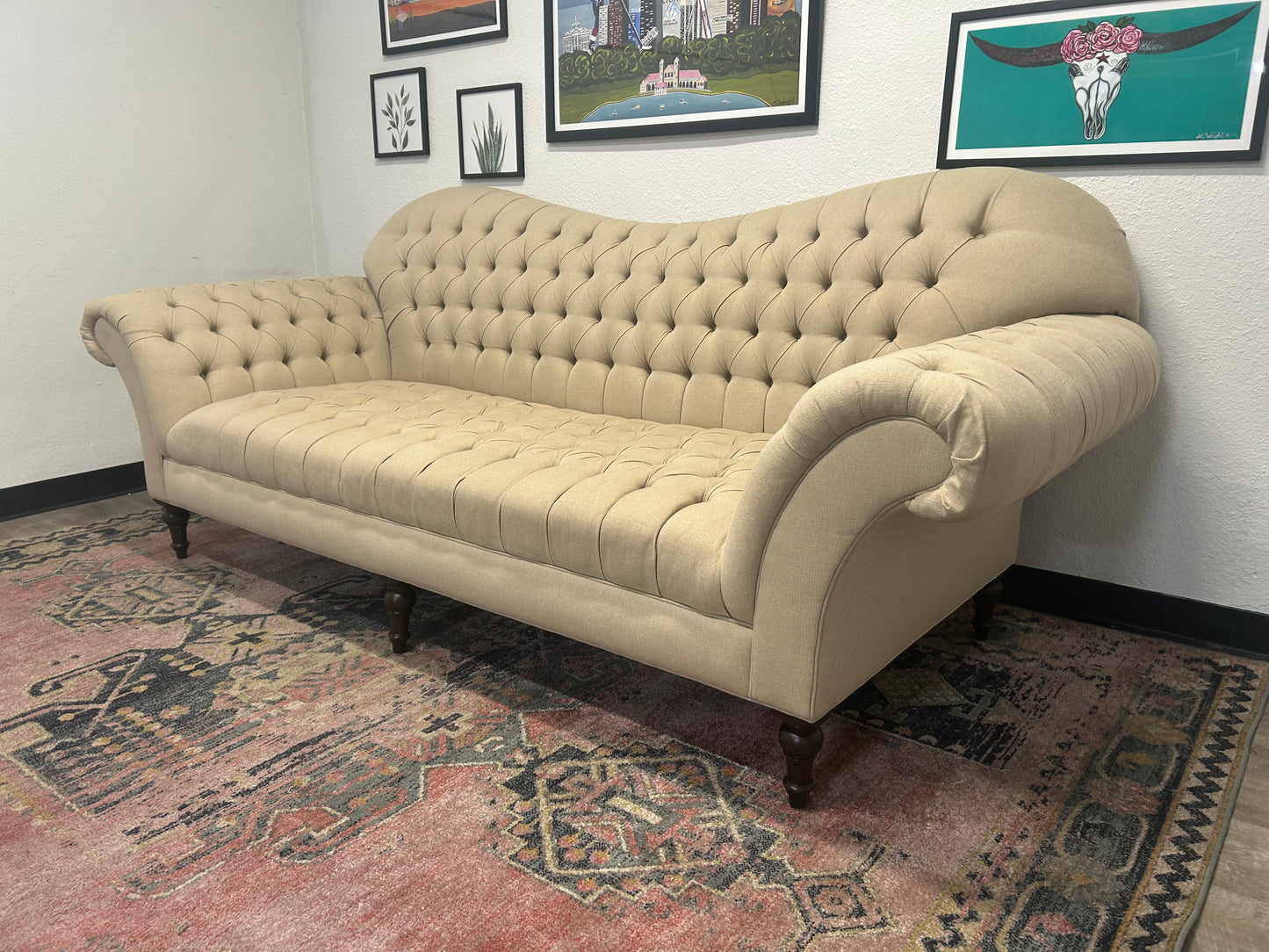 ELEGANT Arhaus Beige Tufted Arabella Sofa