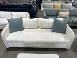 CB2 White 80'' Stitch Sofa w/Ottoman