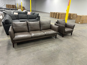 Macy’s Taupe Leather Sofa & Chair Set