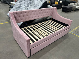 Mauve Velvet MCM Trundle Bed