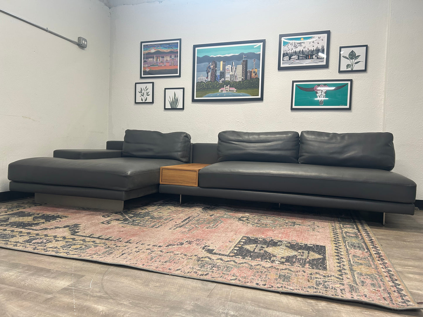 Rove Concepts Dark Gray Leather Dresden Sectional