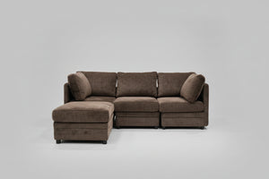 Dark Brown Modular Sectional w/Storage Ottoman