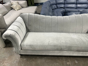 Light Gray Velvet Camelback Sofa