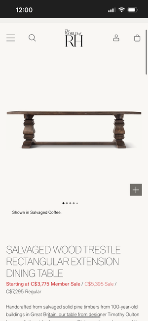Restoration Hardware Salvaged Wood Extension Dining Table