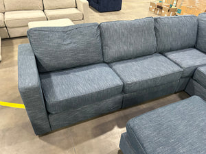 *Perfect Condition* Vintage Blue Rained Chenille LoveSac (5 Seat/7 Side)