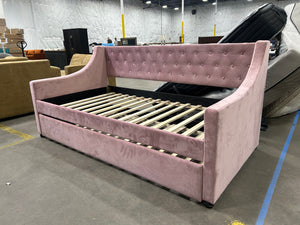 Mauve Velvet MCM Trundle Bed