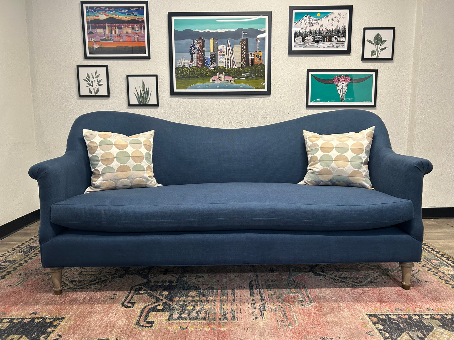 Anthropologie Blue 82” Pied-A-Terre Sofa