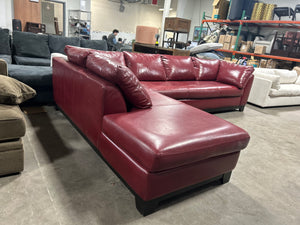2-Pc Red Leather Chaise Sectional
