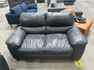 Dark Gray Leather Sofa & Loveseat Set