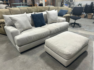 Contemporary Light Gray Oversize Sofa w/Ottoman