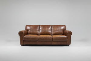 Brown Leather Club Sofa