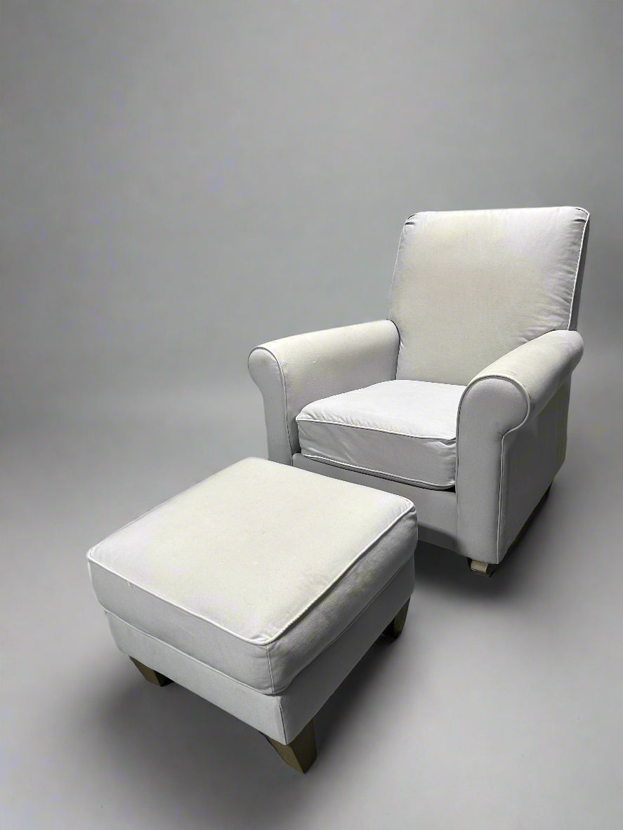 Pottery Barn Off-White Charleston Glider Chair With Ottoman
