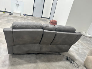 Gray Microsuede Power Recliner Sofa