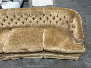 1970s Gold Velvet Hollywood Regency Sofa