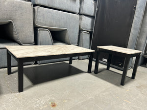 Contemporary Marbled Coffee Table/End Table Set