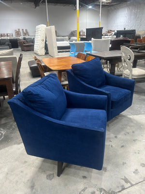 La-Z-Boy Navy Velvet Swivel Chair Set