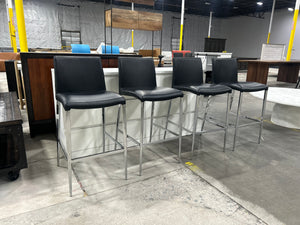 Black Leather Counter Stools (Set of 4)