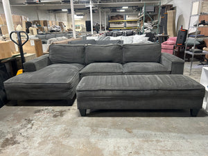 Dark Gray Chaise Sectional w/Storage Ottoman