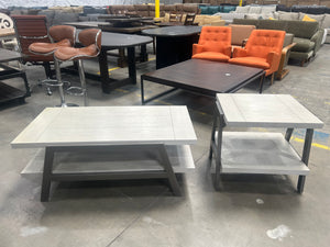Contemporary Light Gray Wood Coffee Table/End Table Set