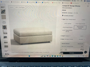 Crate & Barrel 83” Lounge Deep Sofa w/Storage Ottoman (Beige)