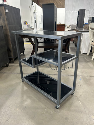 Black Glass Bar Cart