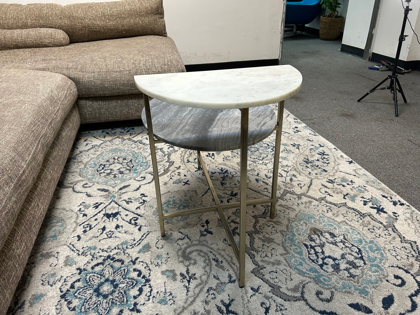 CB2 Two-Tier Marble End Table