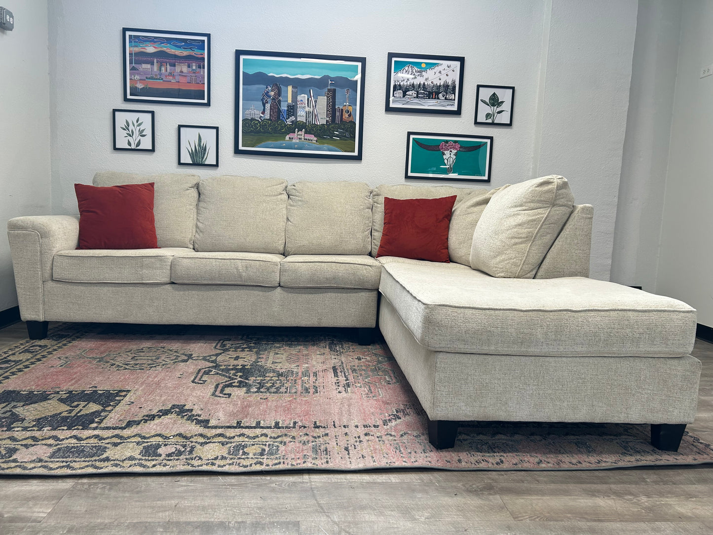 Contemporary Sky Grey Chaise Sectional