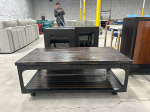 Distressed Wooden Lift-Top Storage Coffee Table