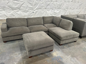 2-Pc Contemporary Gray Chaise Sectional w/Ottoman