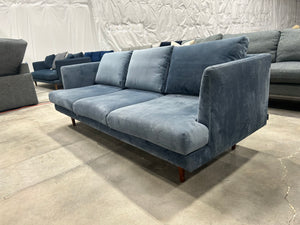 AllModern Miller 84” Upholstered Sofa (Blue Velvet)
