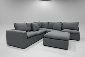 Bassett Beckham Track Arm Modular L-Shaped Sectional (Pewter)