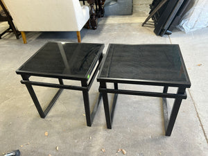 Modern Black Glass End Table Set