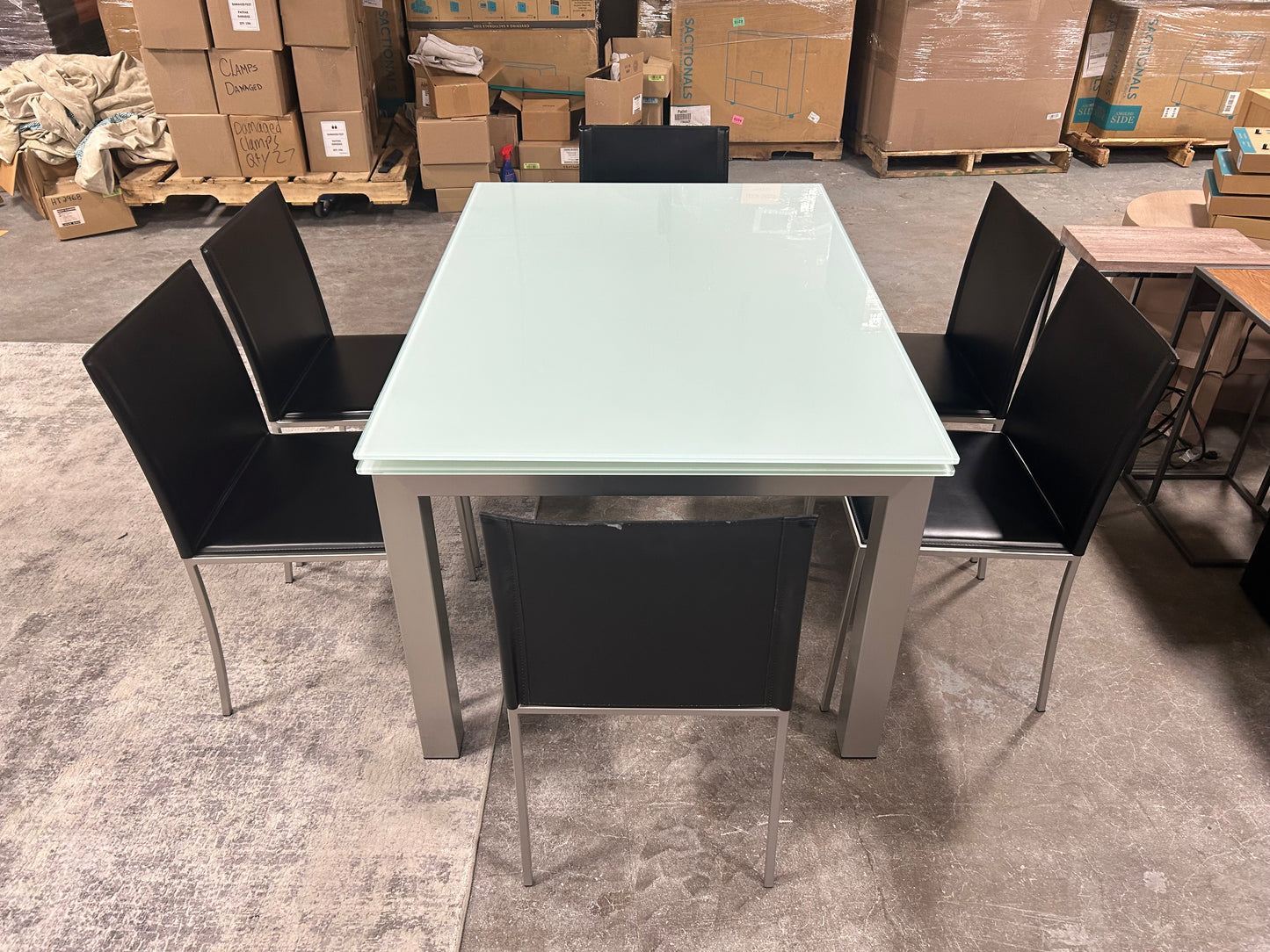 Calligaris 7-Pc Contemporary Tempered Glass Dining Set