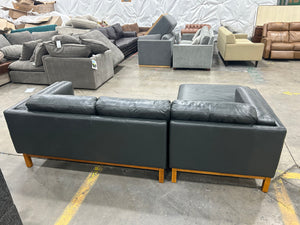 West Elm Dekalb 2-Pc Leather Bumper Chaise Sectional