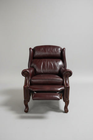 Maroon Leather Wingback Recliner Chair
