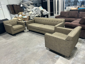 3-Pc Contemporary Taupe Sofa & Chair Set
