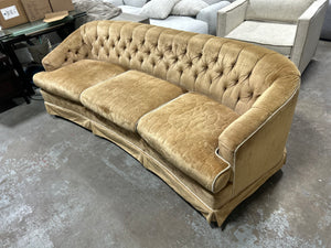 1970s Gold Velvet Hollywood Regency Sofa