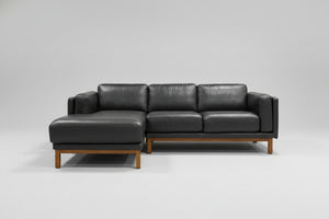West Elm Dekalb 2-Pc Leather Bumper Chaise Sectional