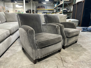 Crate & Barrel Gray Velvet Chair Set