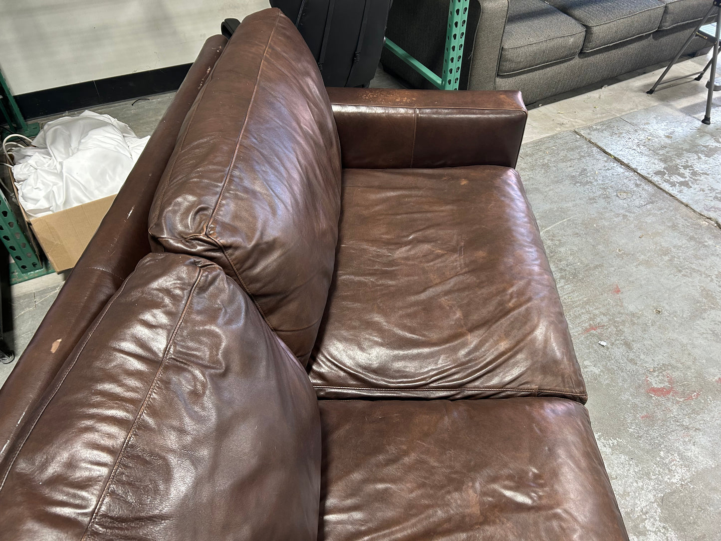 Crate & Barrel 88” Dark Brown Leather Axis Sofa