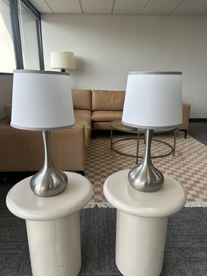 2-Pc Contemporary Silver Table Lamp Set