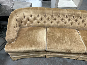 1970s Gold Velvet Hollywood Regency Sofa