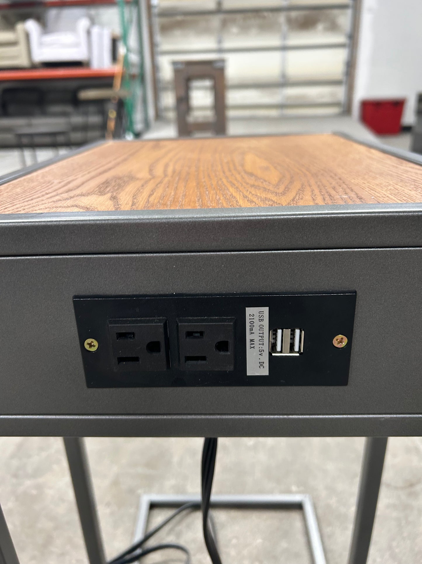 Contemporary Side Table With USB Ports And Outlets