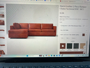 West Elm Harris Leather 2-Pc Bumper Sectional